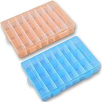 Welcometoo 2 Packs (2 Colors) Plastic Storage Box(24 Compartments) Jewelry Earring Tool Containers (Orange,Blue) Orange-Blue 24 grids Practical