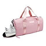 Ativafit Women Gym Bag with Shoes Compartment Sports Swim Travel Overnight Duffels Pink