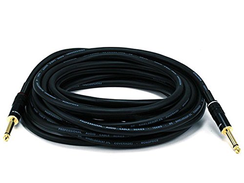 Monoprice Premier Series 1/4 Inch (TS) Male to Male Audio Cable Cord - 25 Feet- Black 16AWG (Gold Plated)