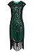 BABEYOND Women's Flapper Dresses 1920s Beaded Fringed Great Gatsby Dress Green Small