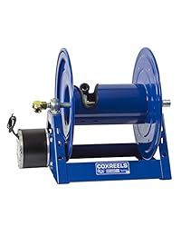 Coxreels 1125-4-100-E, motor eléctrico 12V DC 1 3HP, carrete de rebobinado para manguera, menos manguera, 3000 PSI, Azul, 1