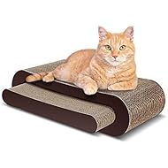 ScratchMe Cat Scratcher Cardboard Lounge Bed, Cat Scratching Post with Catnip, Durable Board Pads Prevents Furniture Damage