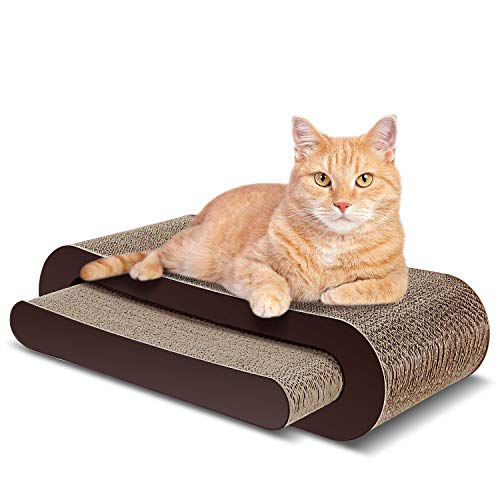 ScratchMe Cat Scratcher Cardboard Lounge Bed, Cat Scratching Post with Catnip, Durable Board Pads Prevents Furniture Damage