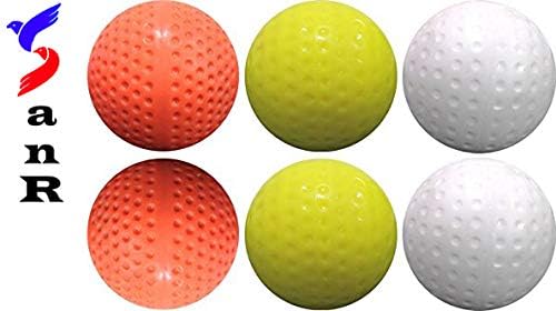 SanR HockyBall6 PU Club Practice Turf Ball, 2.8 to 2.96 Inch, Weight 156 to 163 Grams Pack of 6 (White)