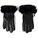 Alpine Swiss Womens Leather Dressy Gloves Faux Fur Trim Cuff Thermal Lining Black XL