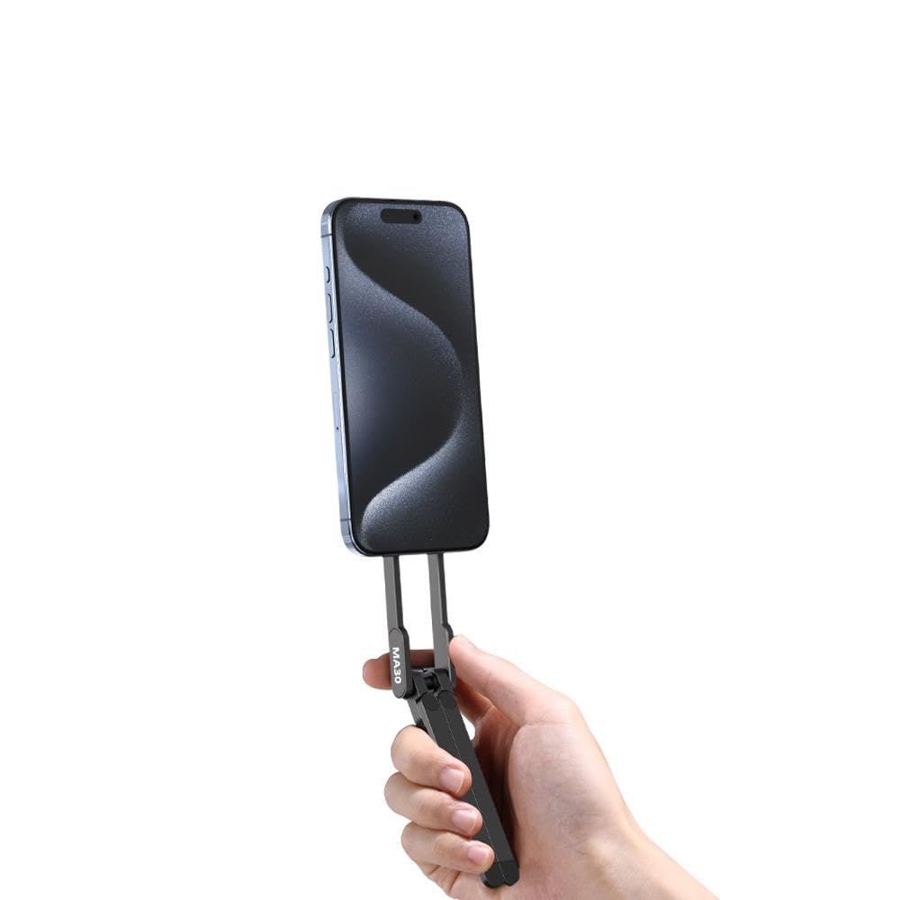 Ulanzi MA30 Mini Smartphone-Stativ magnetisch – Mag Safe Halterung – faltbar – tragbares Tischstativ – mit Karabiner – Schwarz 6