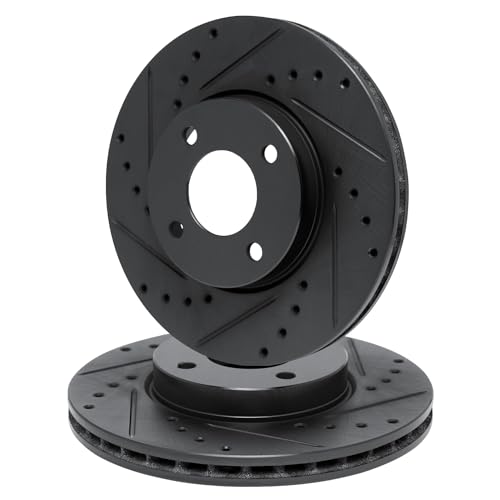 R1 Concepts Brake Rotors fits 2011-2019 Ford Fiesta| Drilled and Slotted Black…