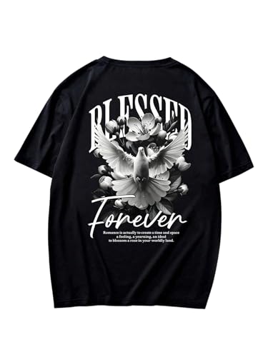 VIPWOLF Men's Casual Short Sleeve T Shirts Y2K Graphic Tee Streetwear Black at Amazon