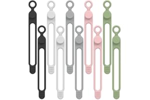 Silicone Cable Straps Wire Organizer for Earphone, Phone Charger, Mouse, Audio, Computer, Reusable Cable Ties Cord Organizer 