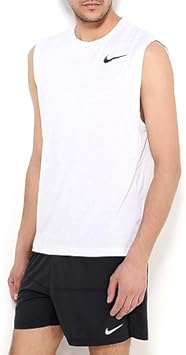 Amazon Co Jp Nike Dri Fitトレーニングマッスルタンクトップホワイト ブラックメンズノースリーブ スポーツ アウトドア