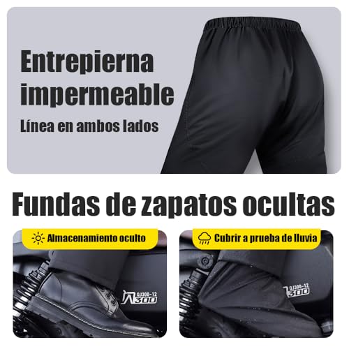 BTOOTB Traje Impermeable para Lluvia Motociclista, con Capucha y Cubrezapatos, Impermeable para Moto de Hombre y Mujer, Ligero y Transpirable, para Motociclismo, Ciclismo y Exteriores