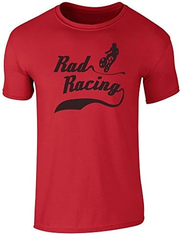 Rad Racing Vintage 80s Adult T-Shirt Tee (Medium, Black w/Red Print)