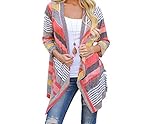 Beautyvan, Women Irregular Stripe Shawl Kimono Cardigan Tops Cover Up Blouse (S, Pink)