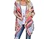 BEAUTYVAN, Women Irregular Stripe Shawl Kimono Cardigan Tops Cover Up Blouse (L, Pink)