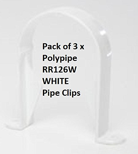 3 (Three) X RR126w White POLYPIPE Stand Off Pipe Clip/Saddle Bracket for 68mm Round downpipe