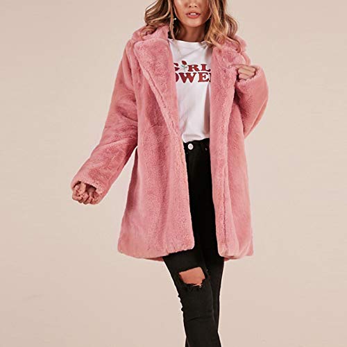 Lady Womens Lapel Long Faux Fur Coat Jacket Winter Warm Fluffy