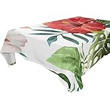 Yuihome Single Face Vintage Retro Floral Party Polyester Tablecloths 60 x 108 Inches Rectangle & Oblong Red Table Top Decoration
