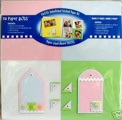 Paper Bliss3D Stitched Scrapbook Paper Kit PASTEL For Scrapbooking, Card Making & Craft Projects