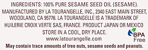 LA TOURANGELLE, TOASTED SESAME OIL, GREAT FOR COOKING, ADD TO NOODLES, STIR-FRY, VEGETABLES, VINAIGRETTES, AND MARINADES, 8.45 FL OZ