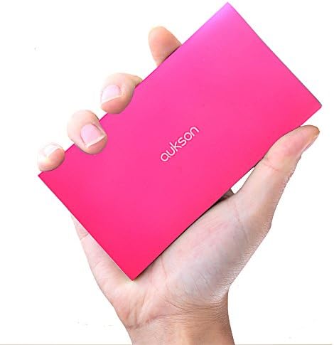 Aukson Power Bank 12300 mAh Portable Charger External Battery Dual USB Girl Gift Rose Pink High Speed LCD Colorful
