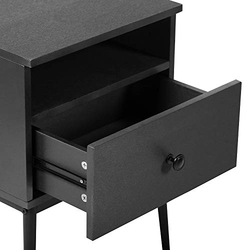 VECELO Modern End Side Tables, Nightstand with 3Layer Storage Shelf