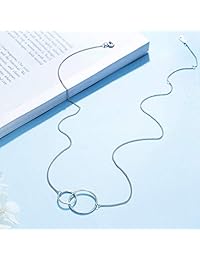 AnalysisyLove - Collar de plata de ley con 2 círculos entrelazados, para el día de la madre, regalo de cumpleaños
