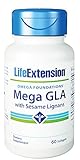 Life Extension Mega GLA with Sesame Lignans, 60 softgels. Pack of 1 Bottle.