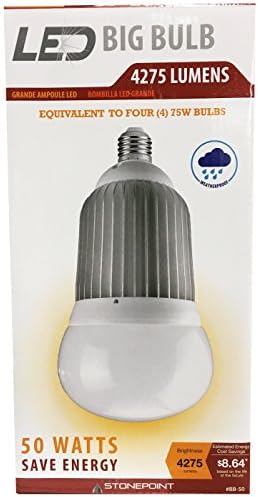StonePoint LED Lighting Shatter Resistant Big Bulb BB-50 Bright Daylight Bulb Fits Standard Light Socket 4000K and 4275 Lumens - for Shop Light, Garage Light, Workshop