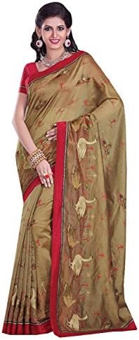 Indian Trends Womens Attractive Looking Ethnic Brown Chanderi Silk Saree 68334
