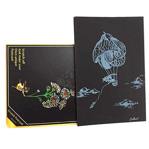 Eraimp Scratch Art Paper, Magic Color Scratch Art Painting, DIY Arts & Crafts, Rainbow Scratchboard Postcards for Kids and Adults with Drawing Stick - Thumbnail 7