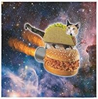 Universe Space Cool Galaxy Cat On Hamburger Thin Soft Towel 13"x13"(One-sided Printing)
