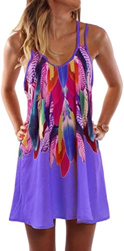 JunJunBag Summer Dress Women's Casual Loose Printed Maxi Party Cocktail Beach Dress Floral Tank Sundress