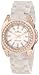 AK Anne Klein Women's 10/9668RGIV Ivory Marbleized Resin Bracelet Rosegold-Tone Case and Premium Crystals Watch