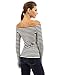 PattyBoutik Women's Off Shoulder Long Sleeve Top (Black and White XS)