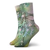 WEEDKEYCAT Colorful Watercolor Dragonfly Adult Short Socks Cotton Classic Socks for Mens Womens Yoga Hiking Cycling Running Soccer Sports