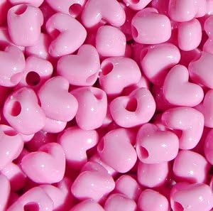 JOLLY STORE Crafts Pink Heart Shaped Pony Beads 100pc