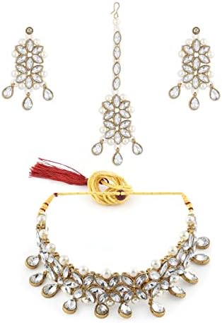 ZAVERI PEARLS Jewellery Set For Women (Golden) (Zpfk8967) price in