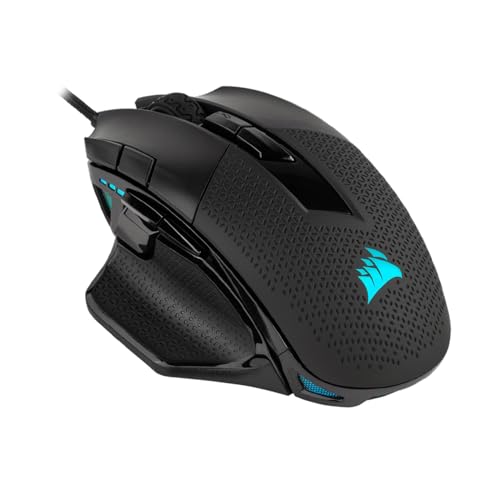 CORSAIR NIGHTSWORD RGB Kabelgebundene Tunable FPS/MOBA Gaming-Maus - 18.000 DPI - 10 Programmierbare Tasten - Gewichtssystem - iCUE-Kompatibel - PC, Mac, PS5, PS4, Xbox - Schwarz