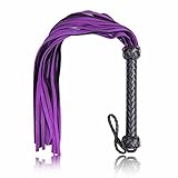 Soft Suede Genuine Leather Equestrian Horse Sport Flogger and Whips With Braided Handle Floggers Purple