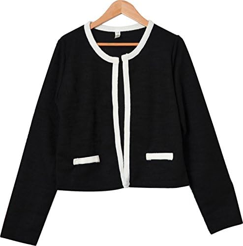 curvy’s Tweed Jacket, Women’s Tweed Jacket, Short Jacket, Cardigan, Top, Long Sleeve, Bi-Color, Piping