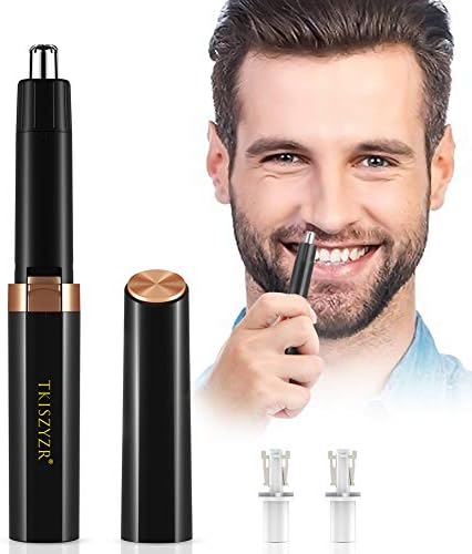 Nose Hair Trimmer for Men, 2020 Upgraded Nose Hair Clippers, IPX7 Waterproof, Mute Power Motor, Double-Edge Stainless Steel Blades (Black)