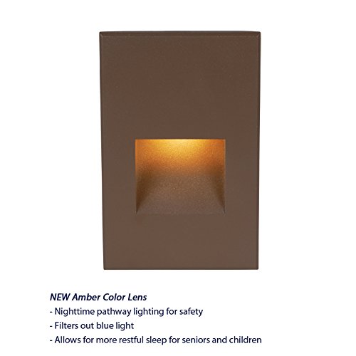 WAC Lighting WL-LED200-AM-BZ 120V Rectangular Scoop Step and Wall Light with Amber Lens