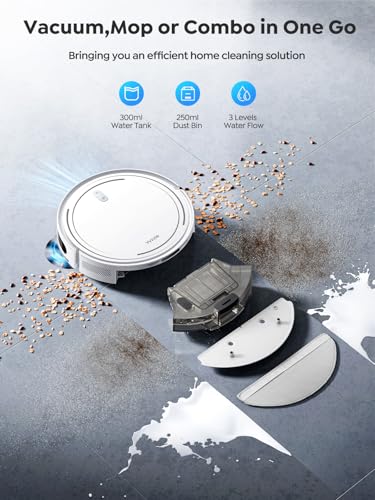 Vyzzle Robot Vacuum 8000Pa Strong Suction, LiDAR Navigation, 8.3cm Ultra Thin Robot Vacuum Cleaner with Mop, App/Alexa Control, Robotic Vacuums for Pet Hair, Hard Floors, Carpets, D10 (White)