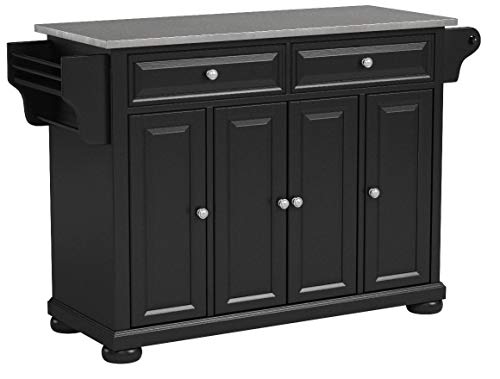 Crosley Furniture Alexandria Full Size Kitchen Island with Stainless Steel Top, Black - Thumbnail 6