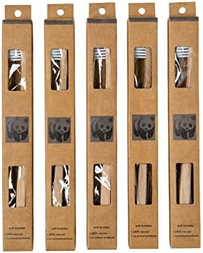 (Buy 5pack get 5 free) New 100% Prime Eco-Friendly Organic Bamboo Toothbrush -Natural Biodegradable Vegan Handle- 5 pk w/BPA-Free Teeth Whitening Soft Medium Bristles for Kids Adults by Dental Health
