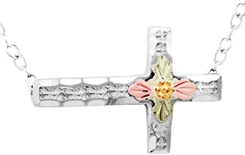 Black Hills Gold on Silver Horizontal Cross Necklace
