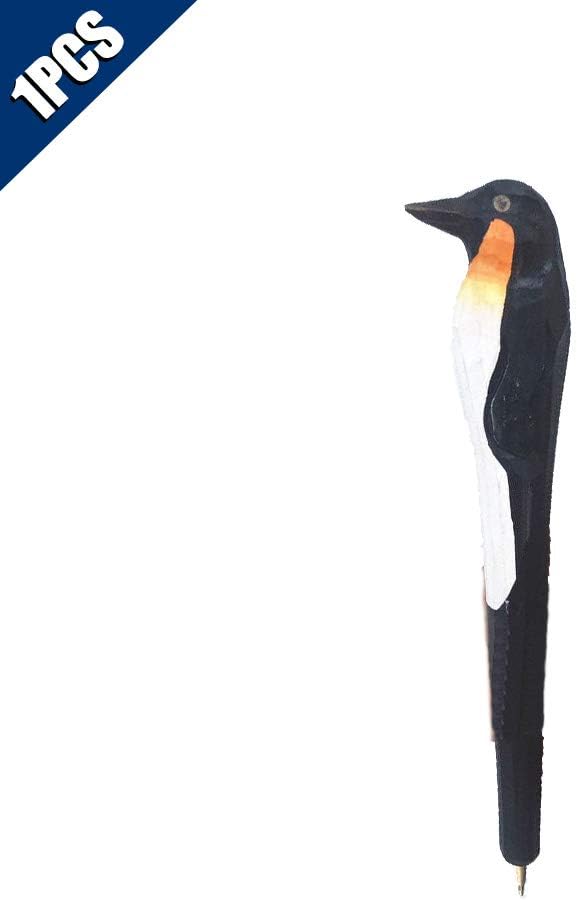Comidox 1PCS Handmade Carved Wooden Animal Ballpoint Pen Creative Hand Crafted Ballpoint Pens Cute Animal Refillable Pen Penguin Style