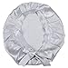 Easilk Silk Sleep Caps For Women Girls, 100% Natural Night Cap Adjustable Bonnet Head Cover For Hair Beauty,Silver Grey,L