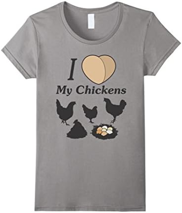 I Love My Chickens with Heart Eggs Design - Female XL - Slate