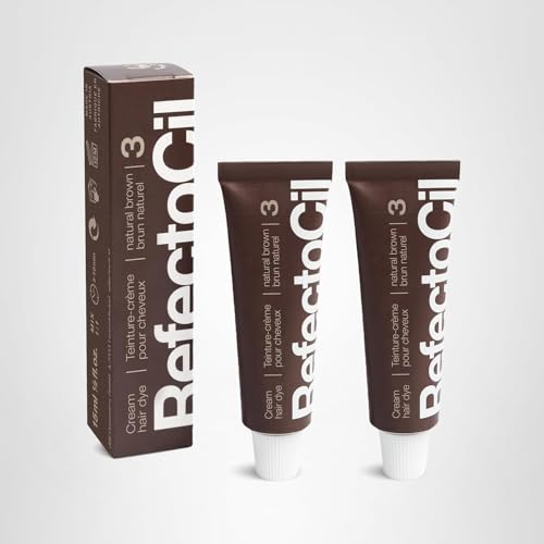 RefectoCil Cream Hair Dye 2-Pack - Professional Hair Tint for Long-Lasting Color - Natural Brown (3)
